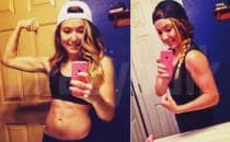 Girl Flexing Muscles. She Gained Lean Muscle Mass After Using Anabolic Steroids